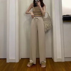 High Waist Straight Ice Silk Trousers For Women