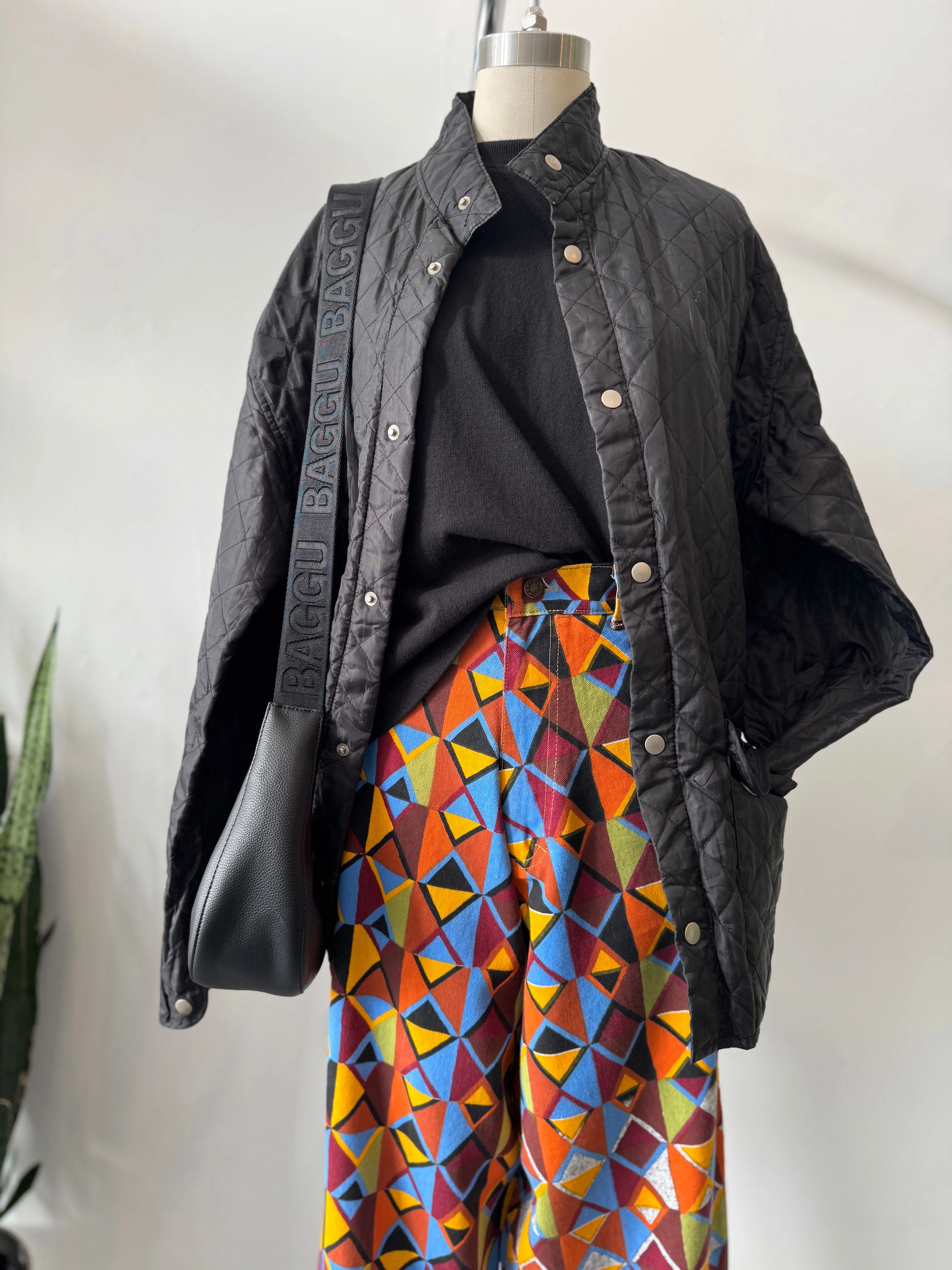 High waist vibrant color   print pants waist “34”