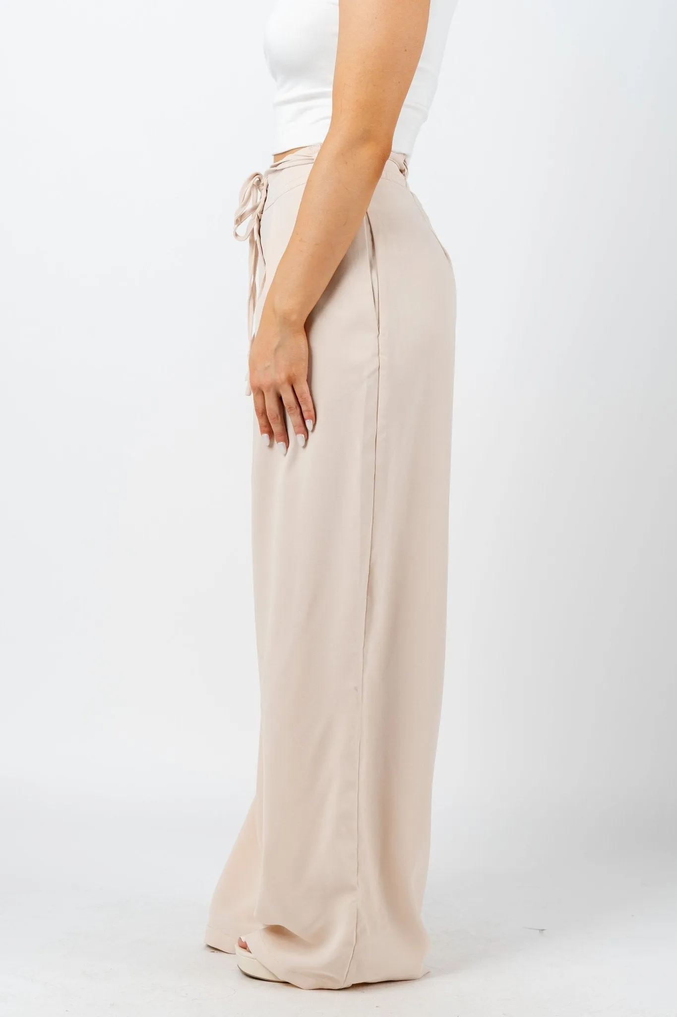High waist wide leg pants natural