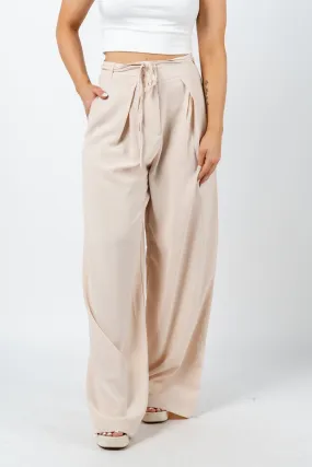 High waist wide leg pants natural