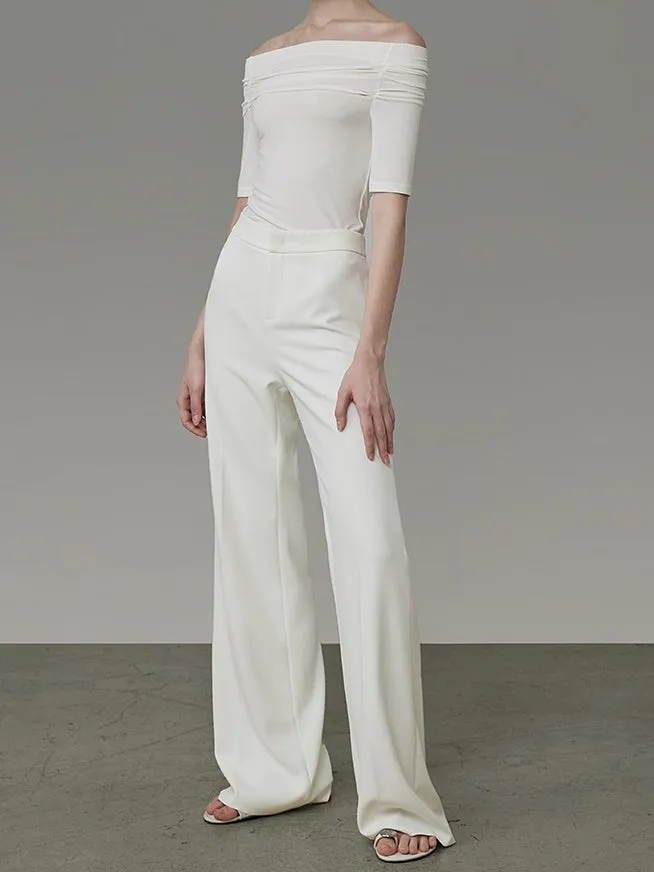 High Waist Wide-Leg Straight Pants