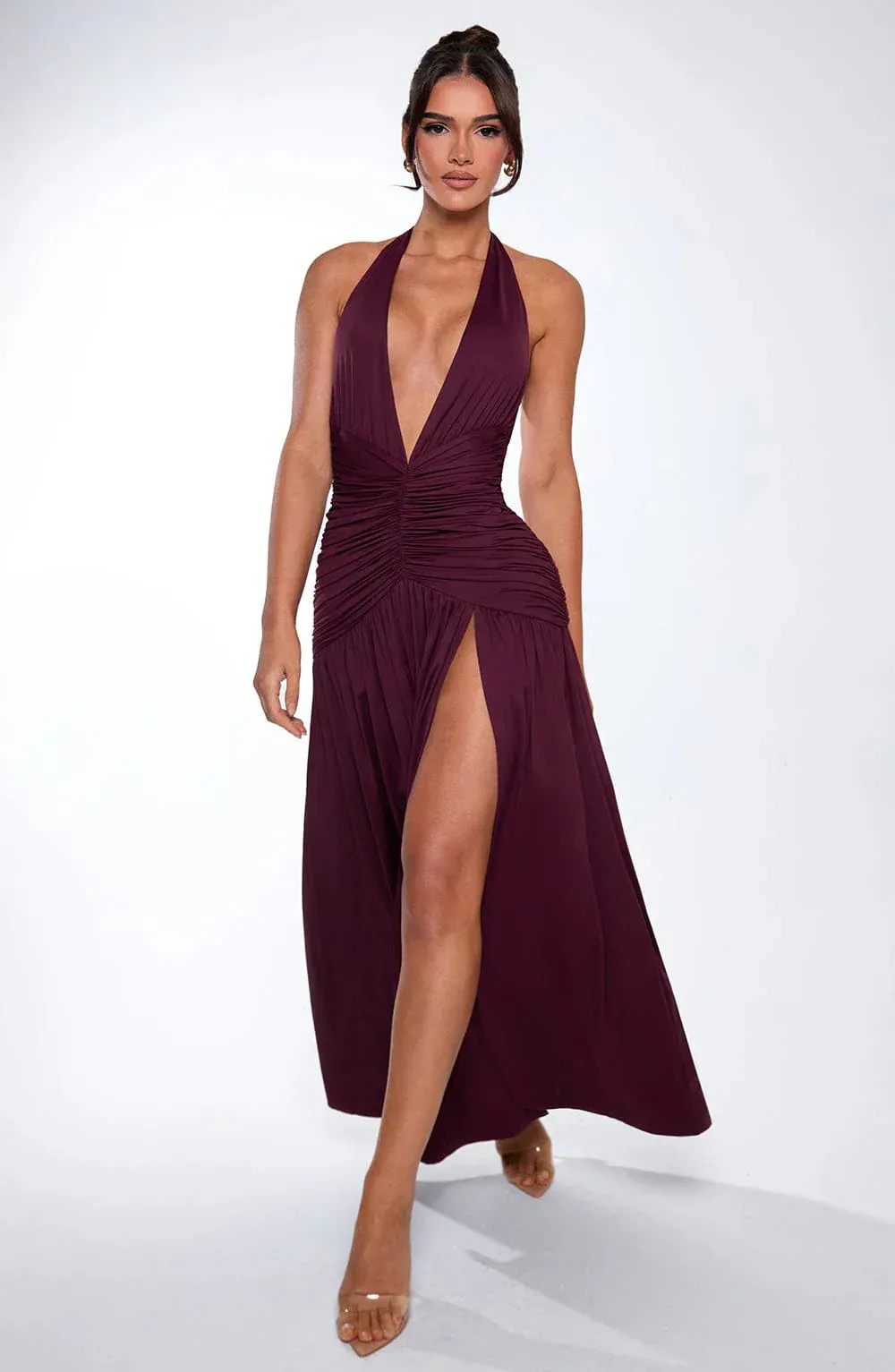 Ivyshape | Backless Knot Slit Maxi Dress