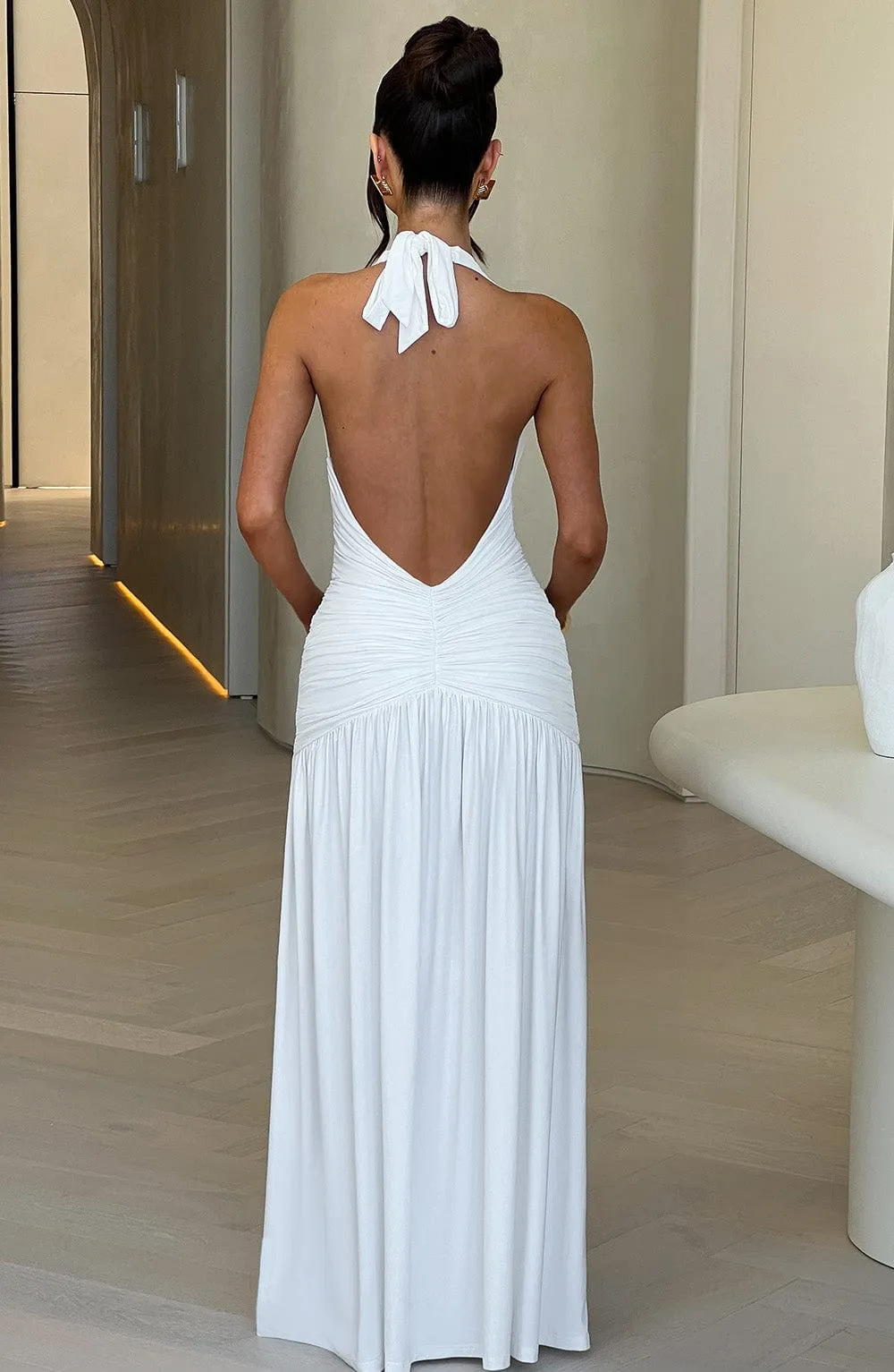 Ivyshape | Backless Knot Slit Maxi Dress