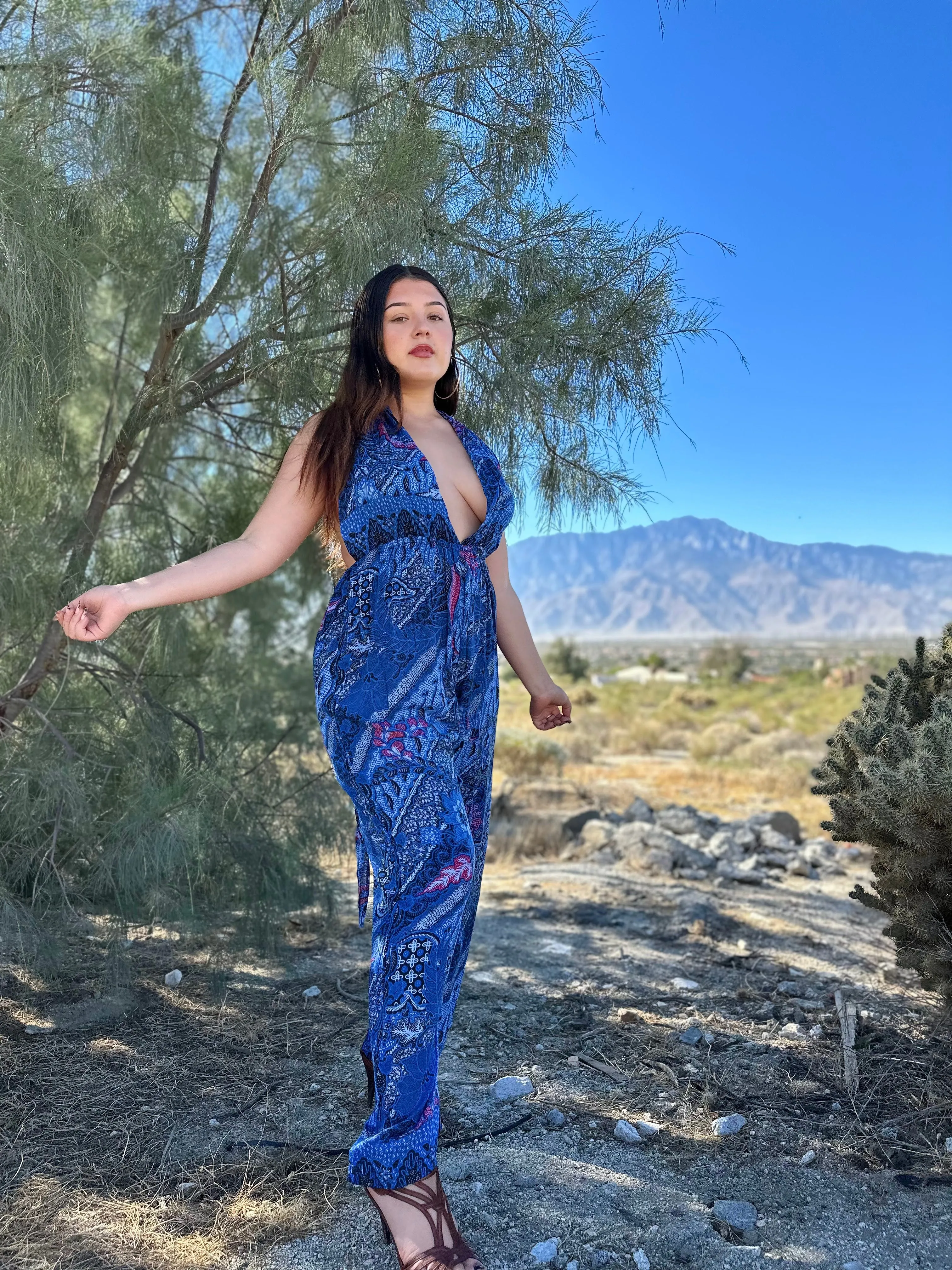 Jeannie Jumpsuit in Blue Red Batik