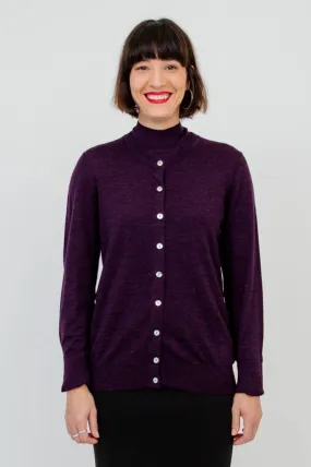 Kitten Cardigan, Plum, Merino Wool: