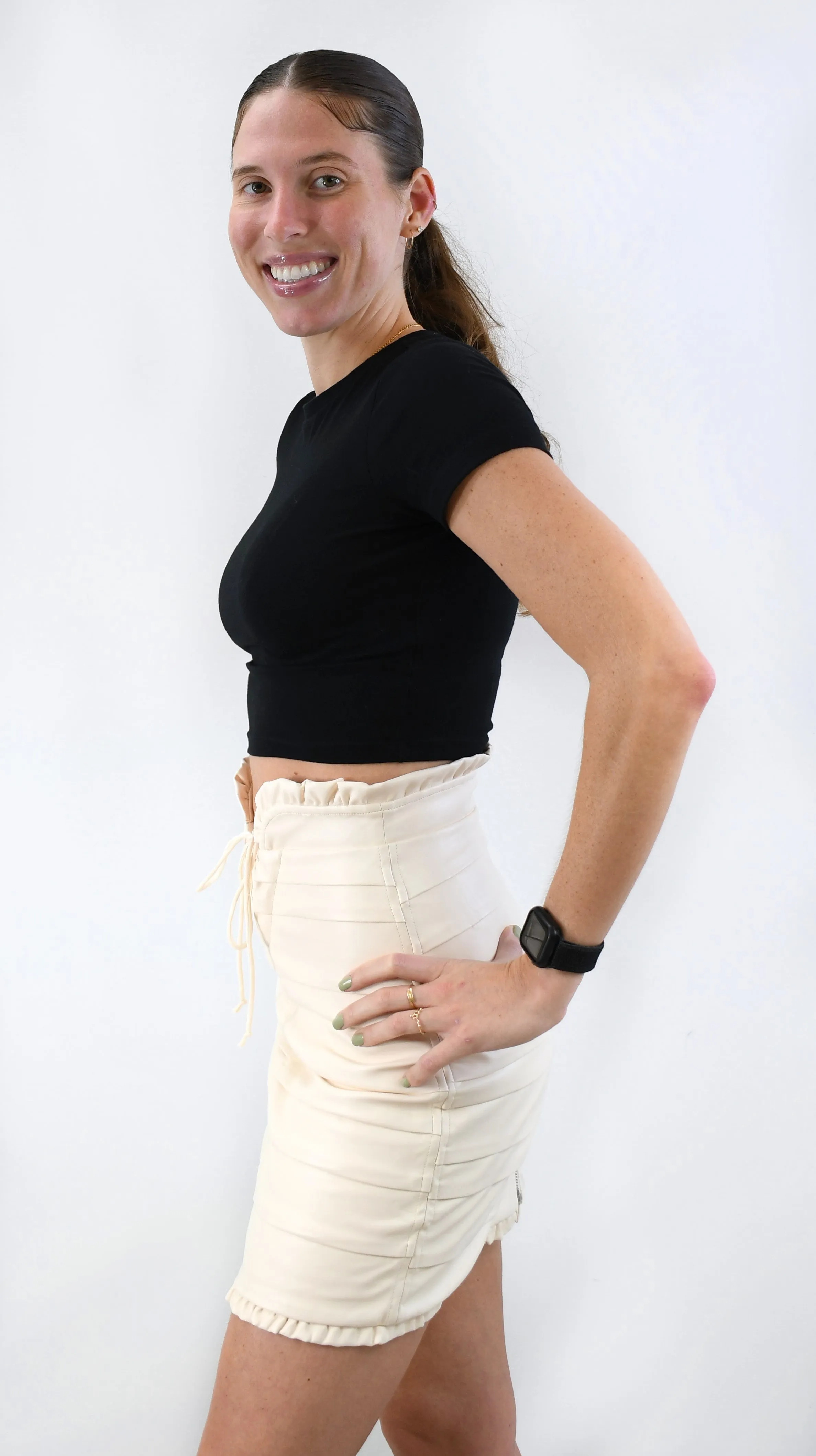 Lace Up Faux Leather Pleated Pencil Skirt