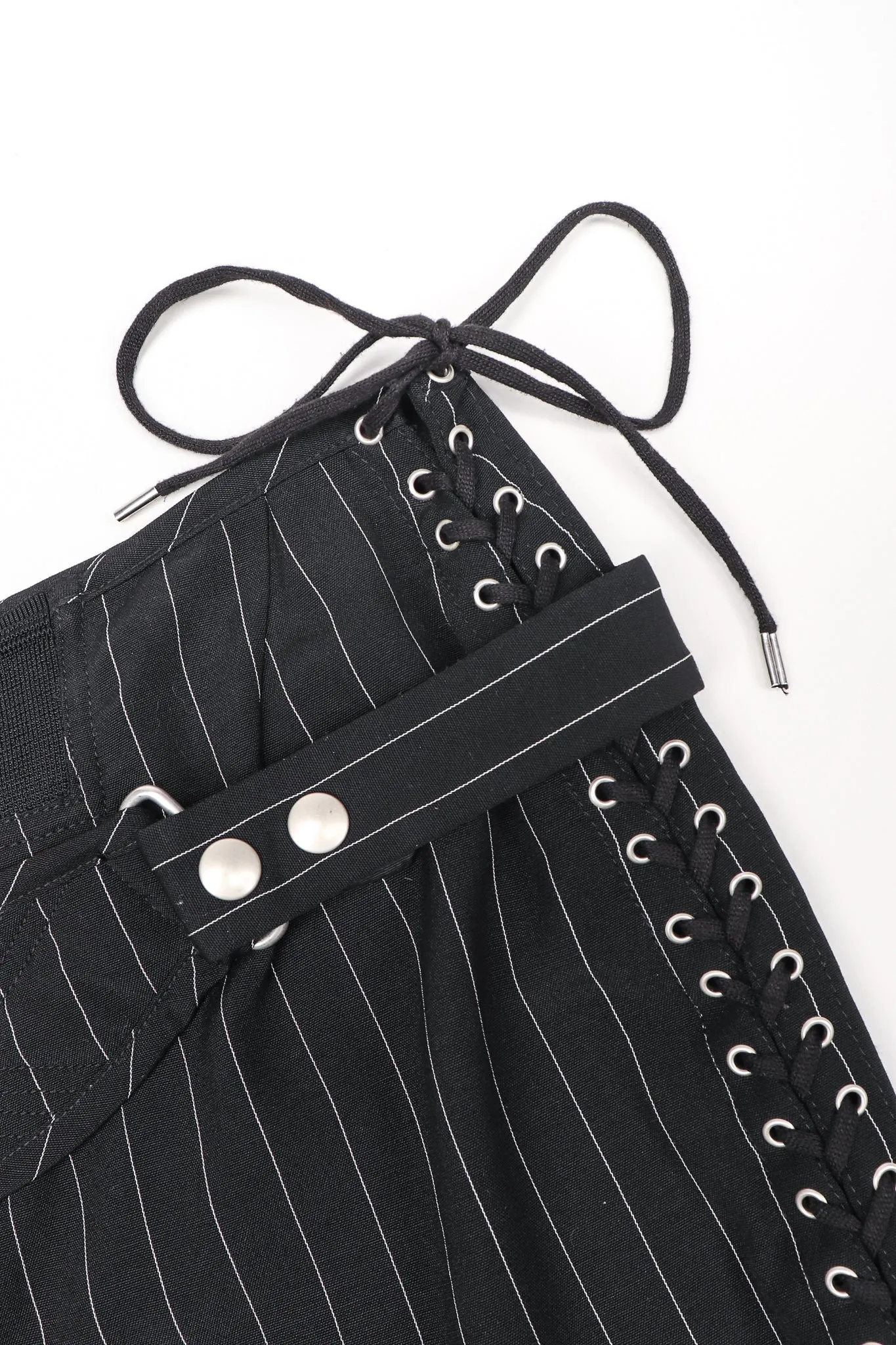 Laced Pinstripe Pencil Skirt