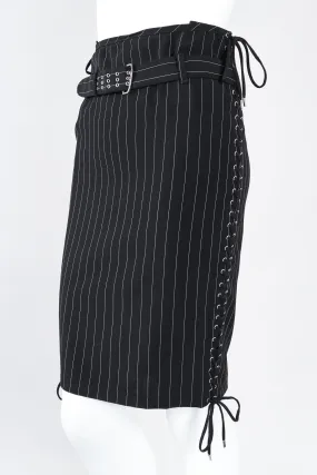 Laced Pinstripe Pencil Skirt