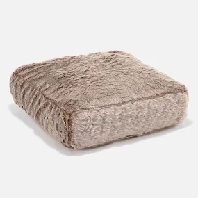 Large Floor Cushion - Fluffy Faux Fur Rabbit Golden Brown