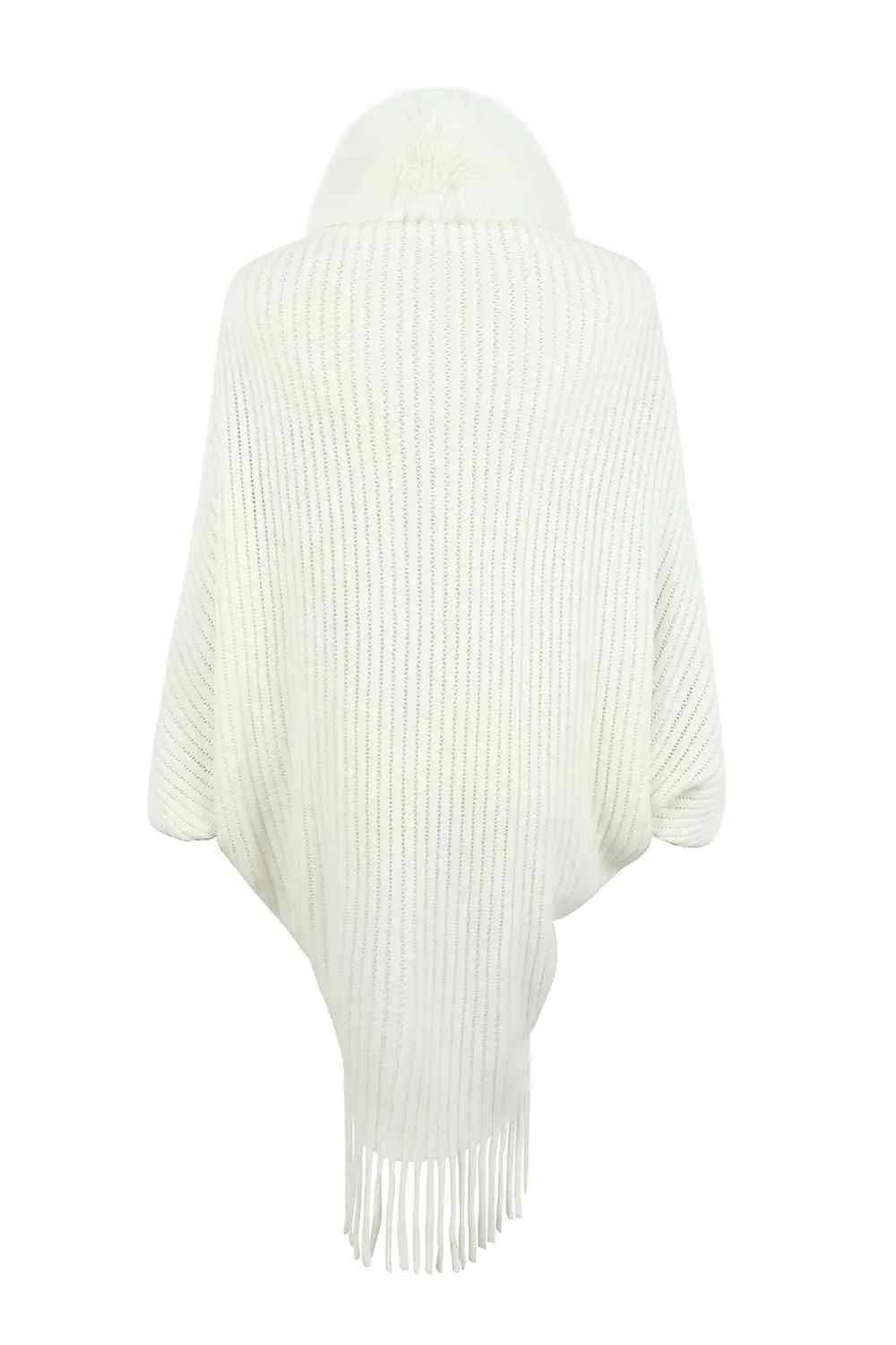 Lavish Winter Fringe Faux Fur Trim Poncho