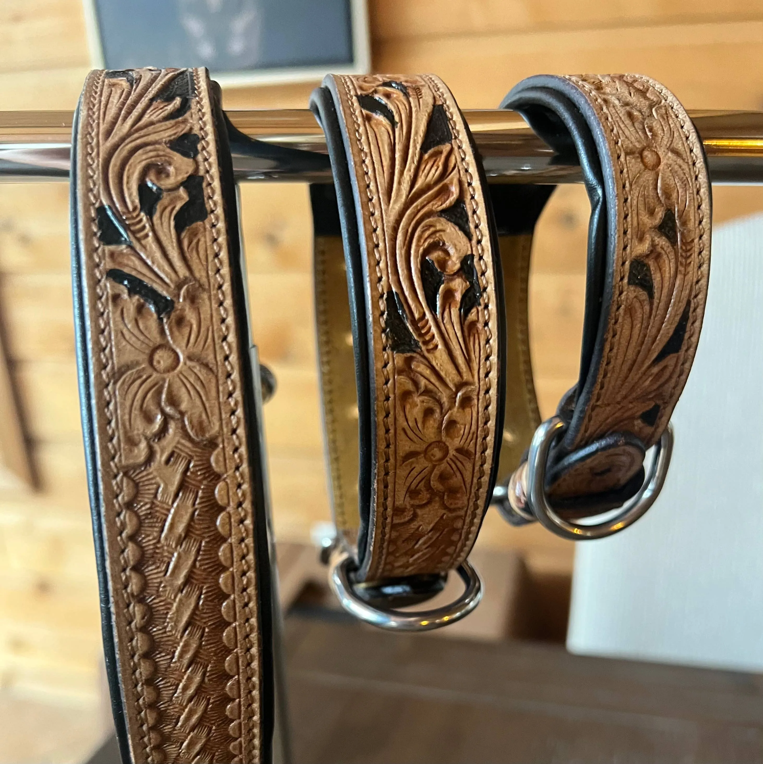 Leash BISBEE Tooled Leather Basket stamp western dog Leash