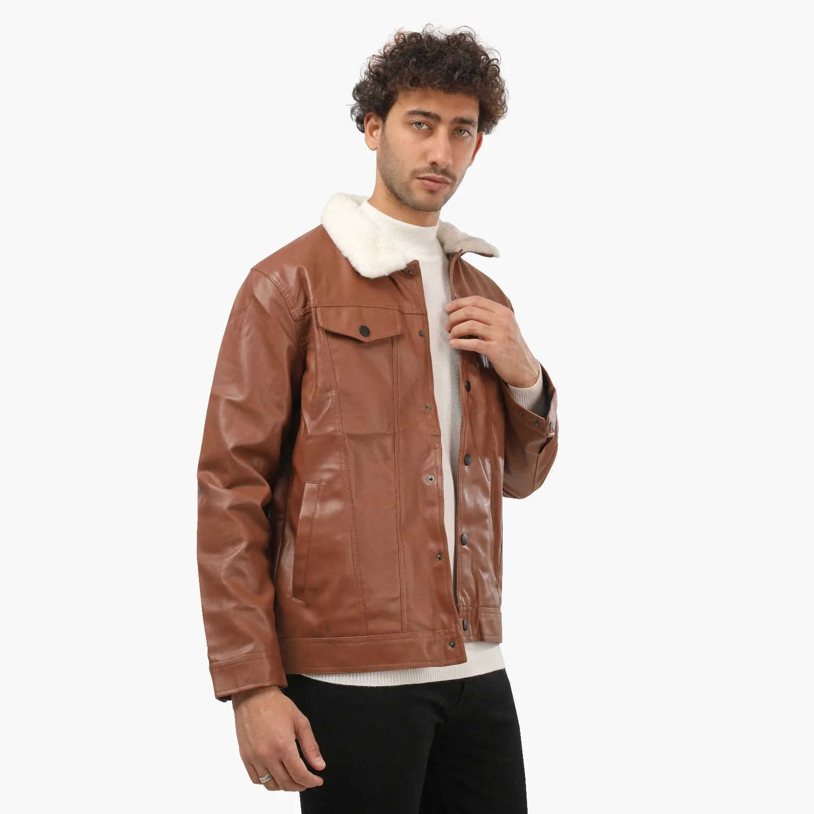 Leather Fur Collar Pocket WAL