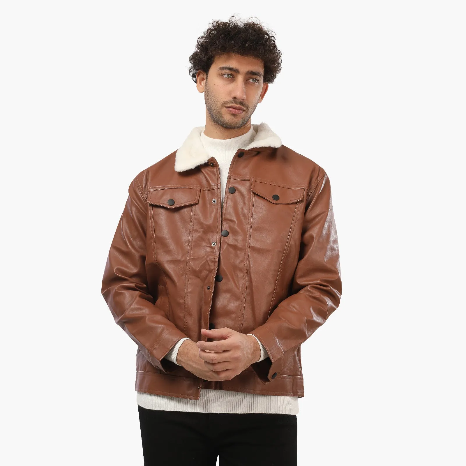 Leather Fur Collar Pocket WAL