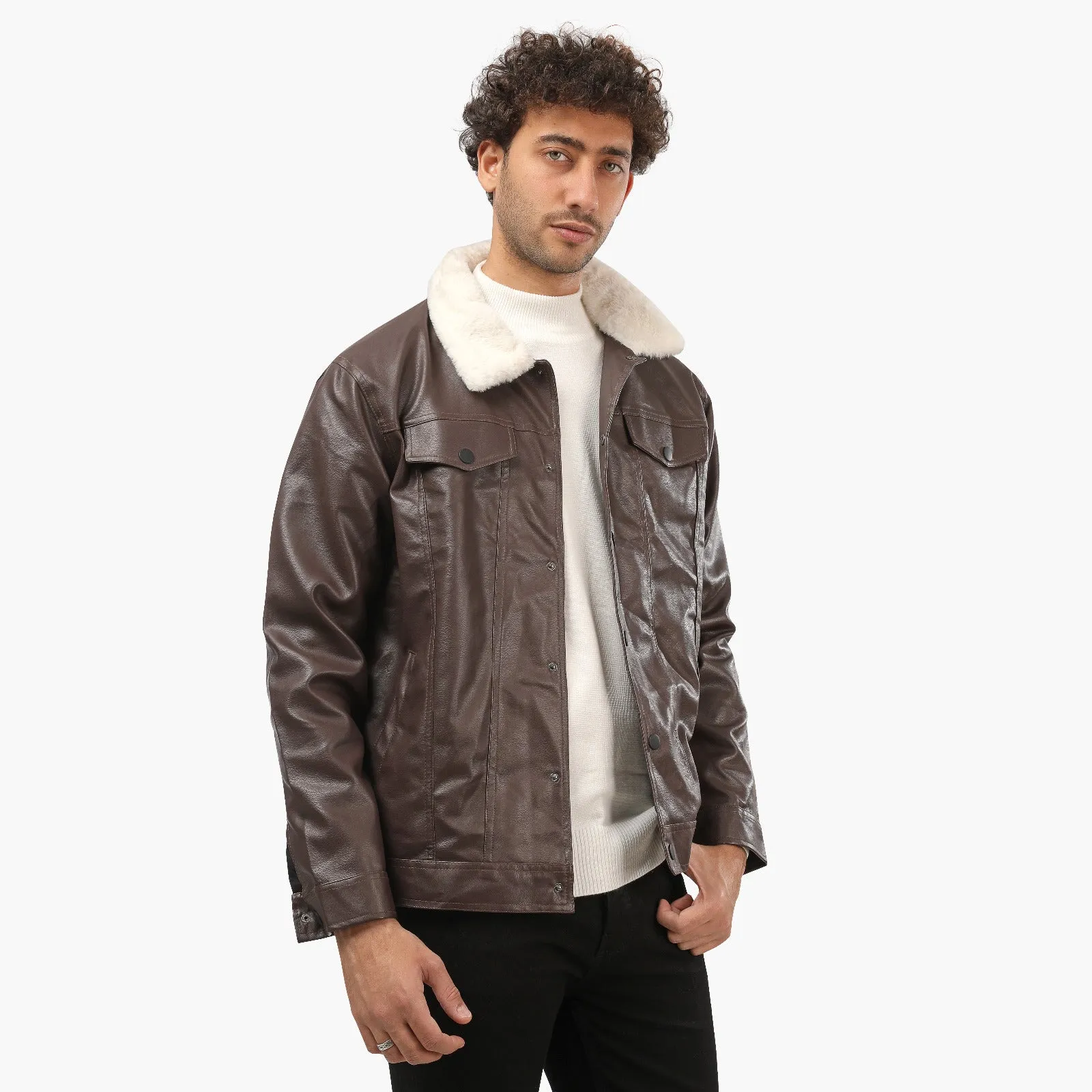 Leather Fur Collar Pocket WAL