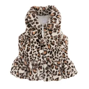 Leopard Fur Vest In White by Mud Pie