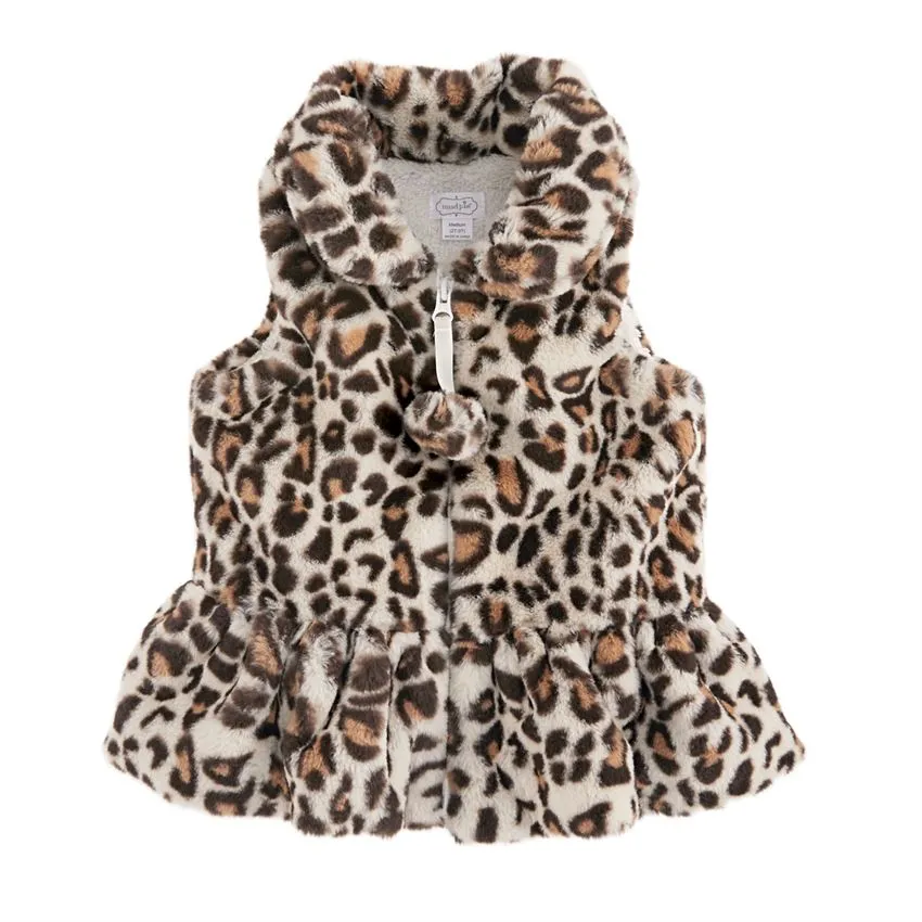Leopard Fur Vest In White by Mud Pie