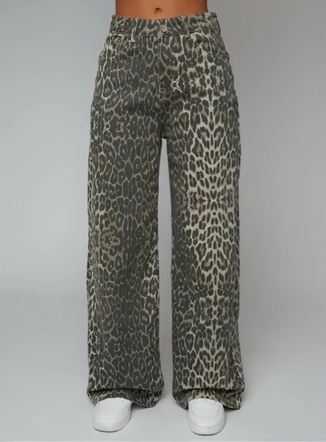 Leopard High Waist Wide Leg Pants