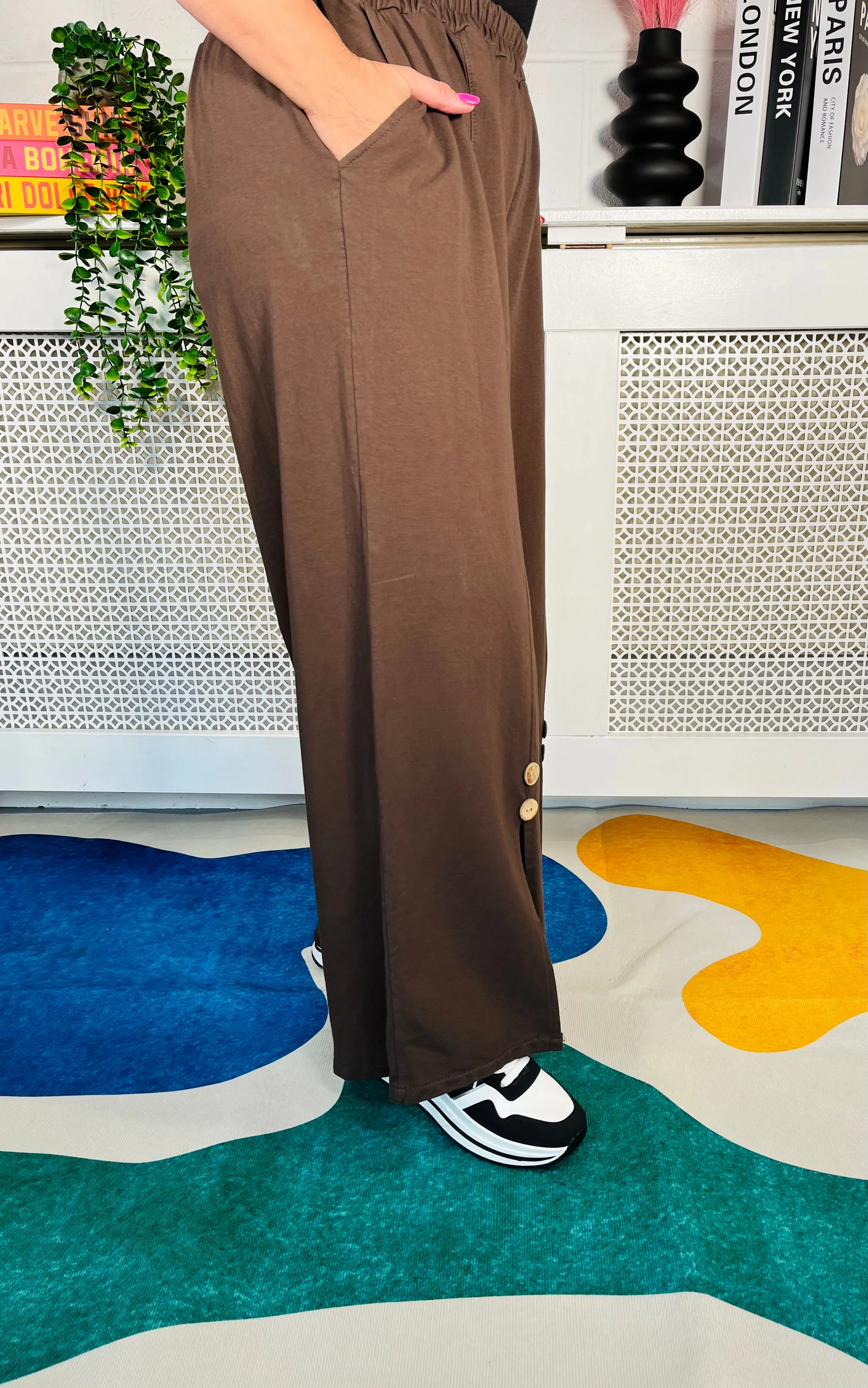 Libbie Wide Leg Joggers - Chocolate