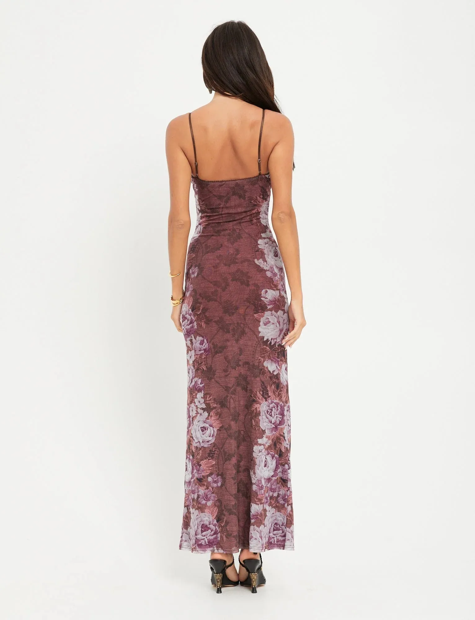 Lilith - Graceful Spaghetti Straps V-Neck Maxi Dress - Women's