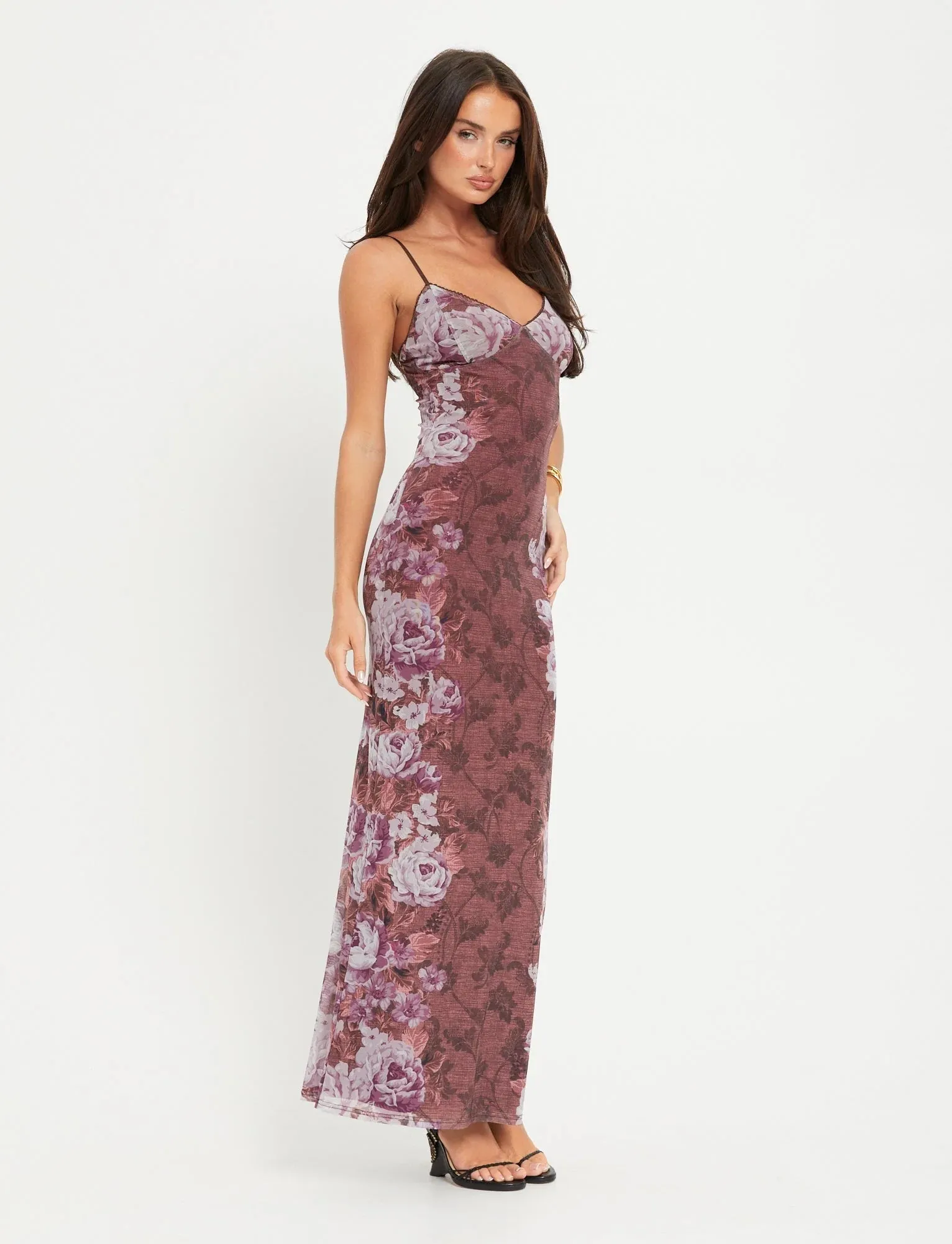 Lilith - Graceful Spaghetti Straps V-Neck Maxi Dress - Women's