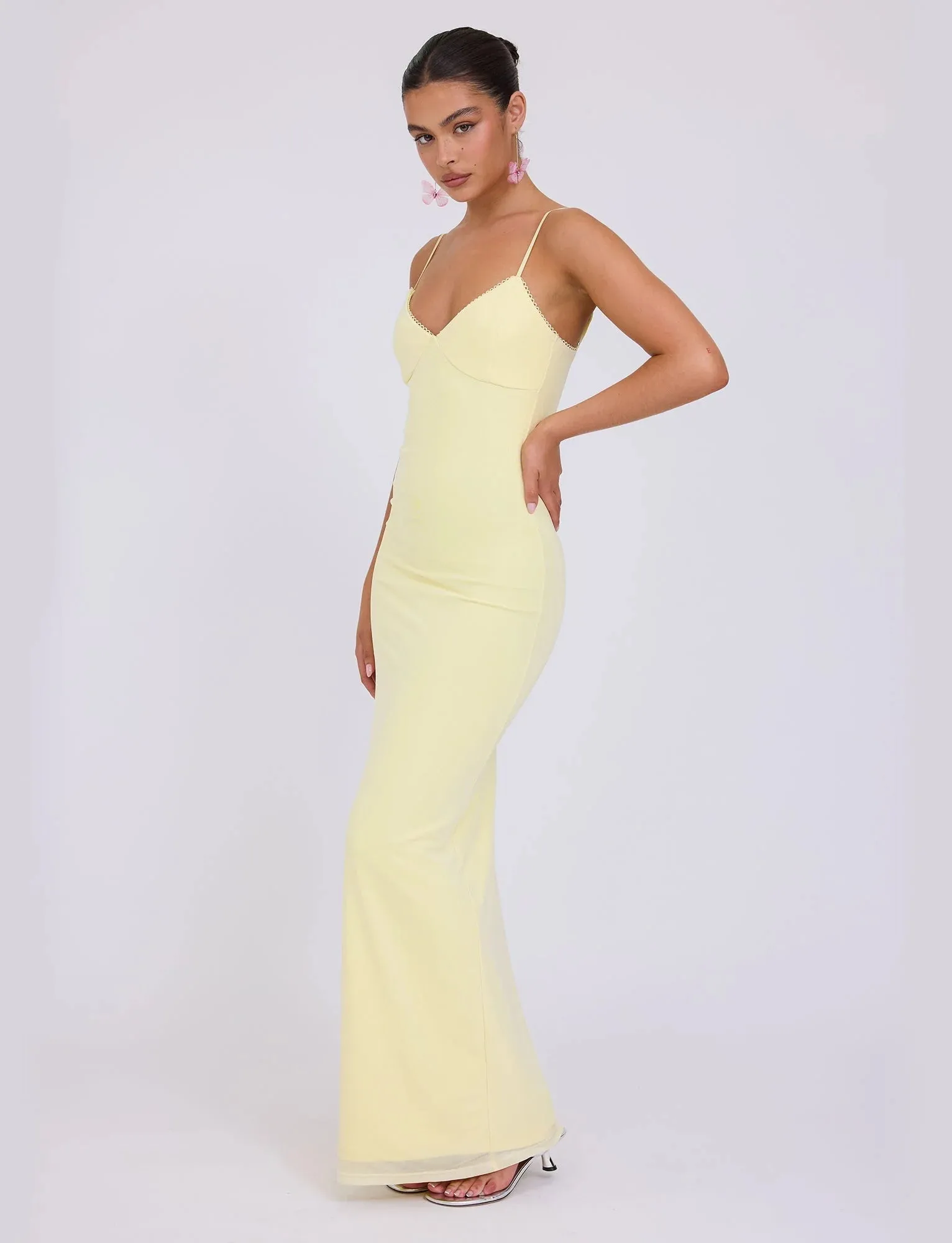 Lilith - Graceful Spaghetti Straps V-Neck Maxi Dress - Women's