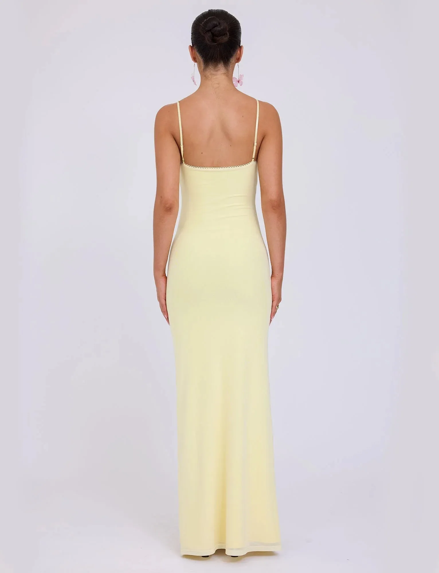 Lilith - Graceful Spaghetti Straps V-Neck Maxi Dress - Women's