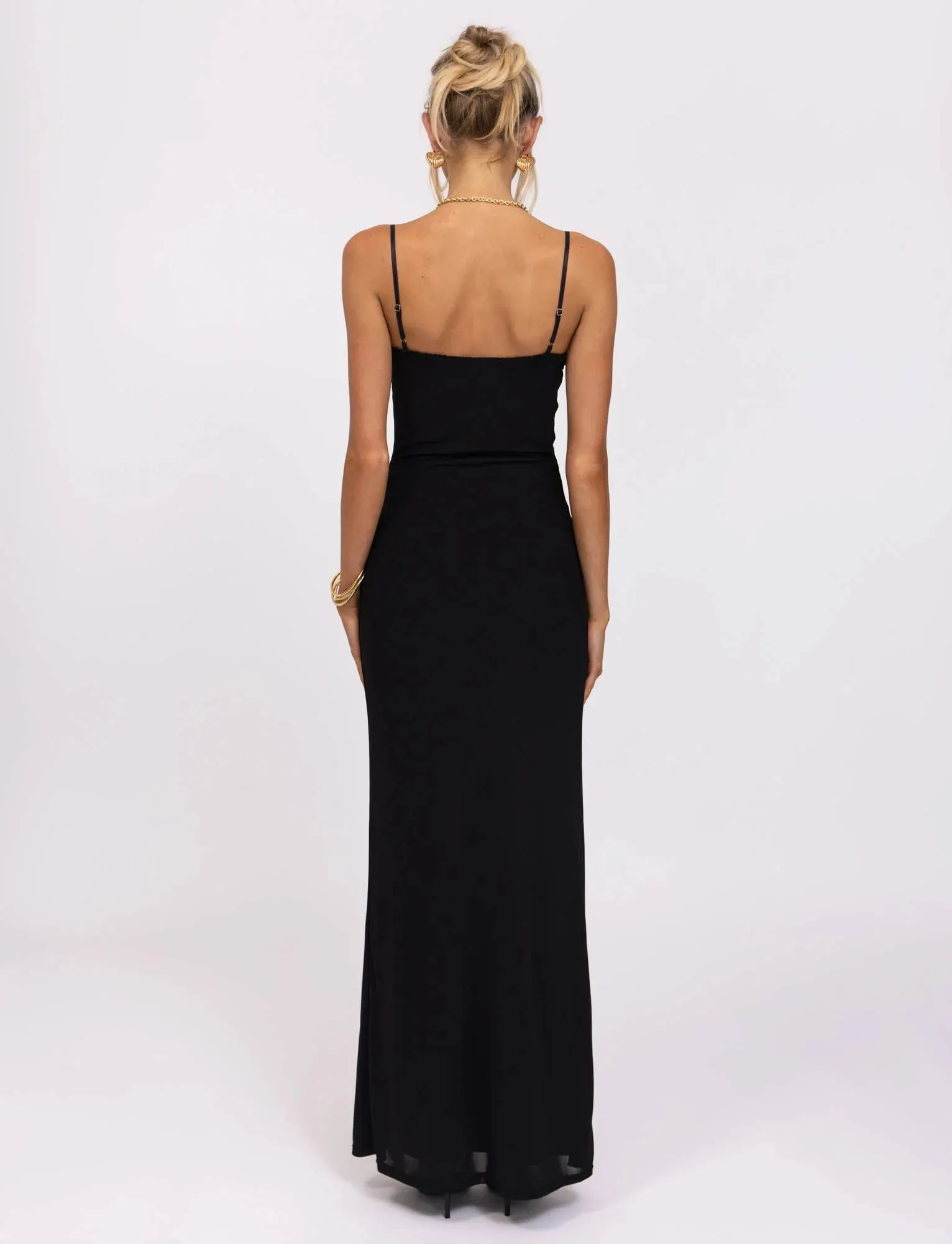 Lilith - Graceful Spaghetti Straps V-Neck Maxi Dress - Women's