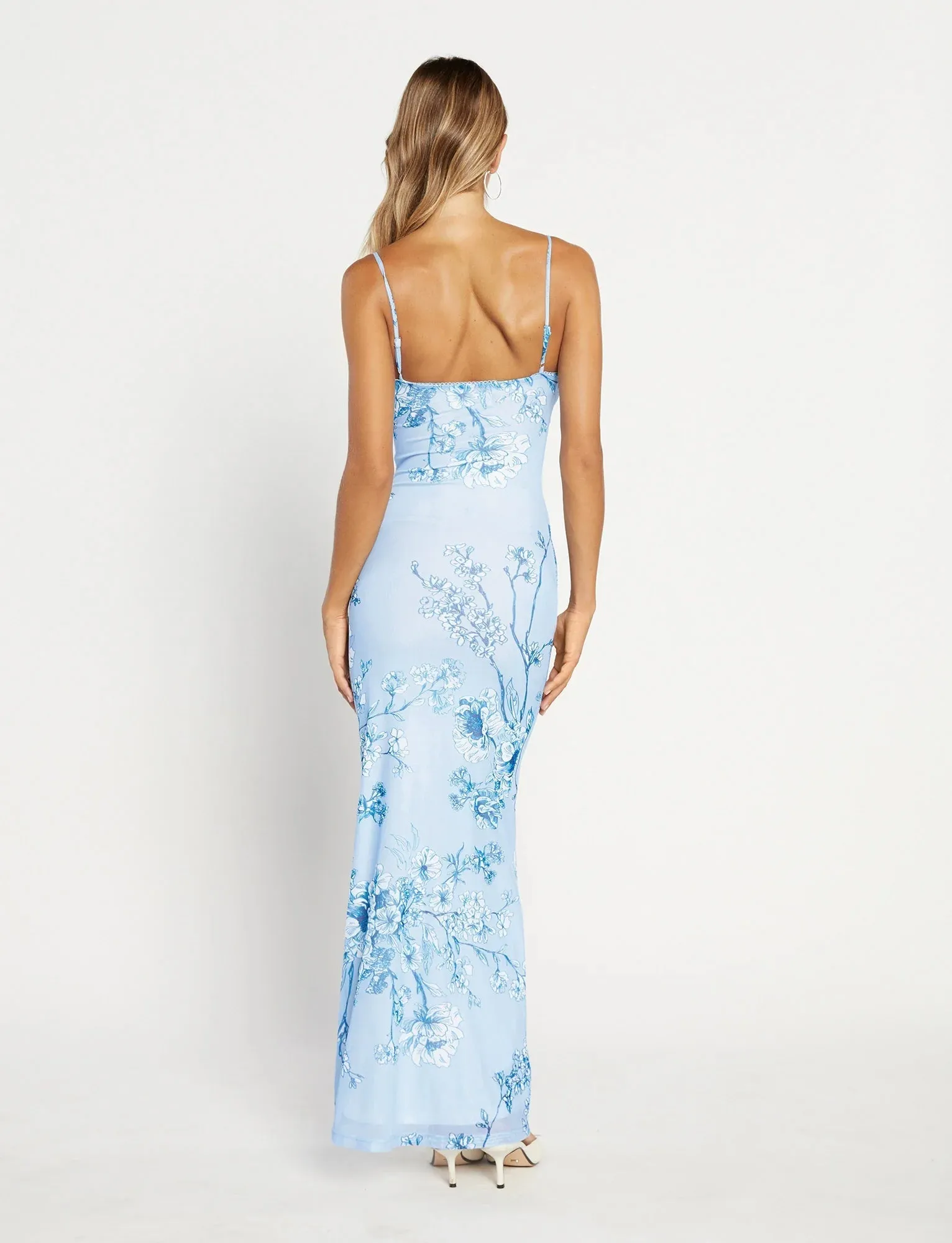Lilith - Graceful Spaghetti Straps V-Neck Maxi Dress - Women's