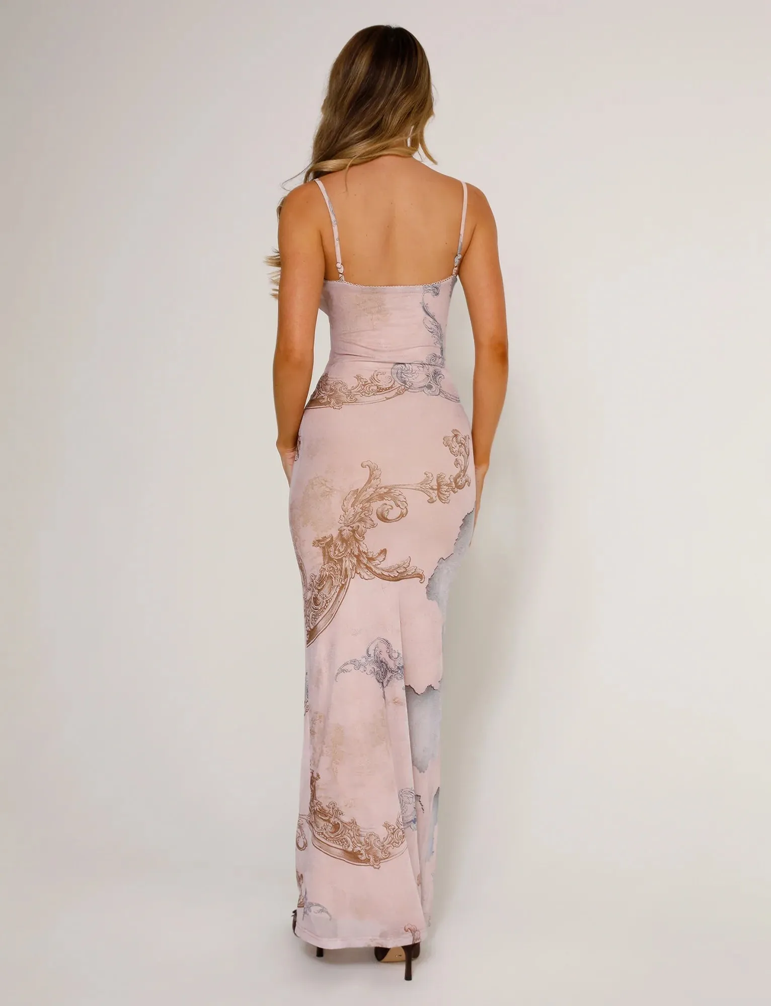 Lilith - Graceful Spaghetti Straps V-Neck Maxi Dress - Women's