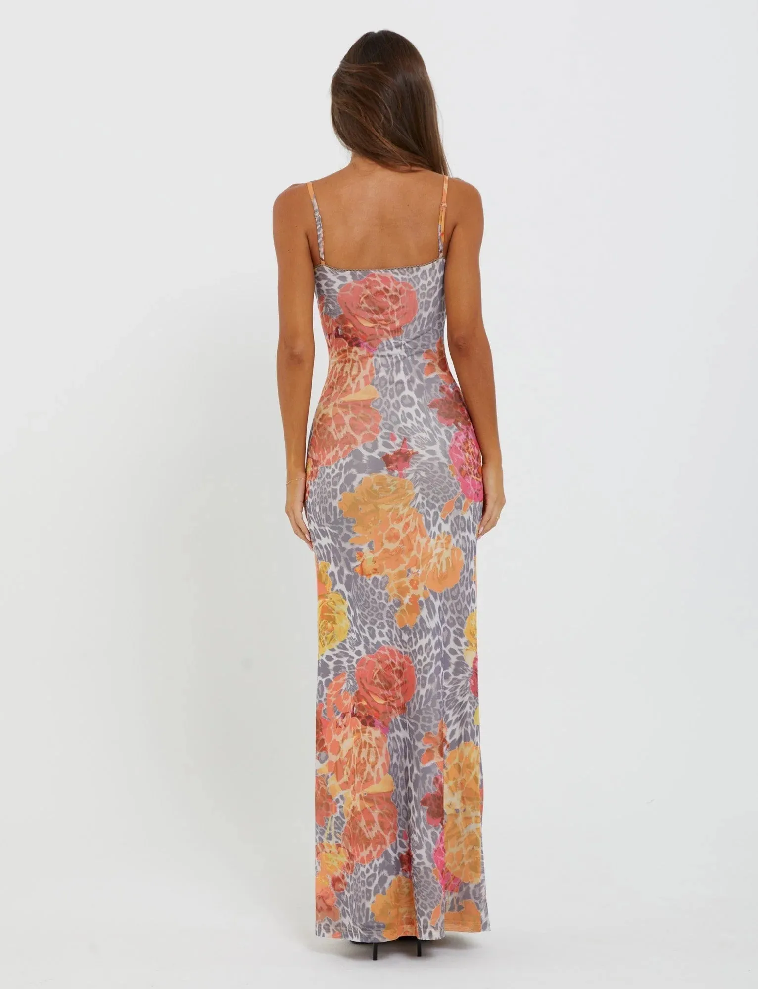 Lilith - Graceful Spaghetti Straps V-Neck Maxi Dress - Women's