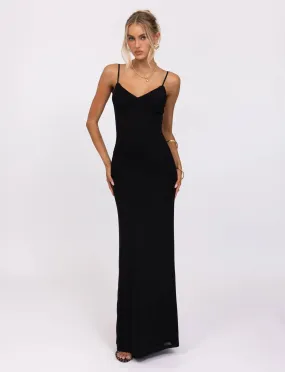 Lilith - Graceful Spaghetti Straps V-Neck Maxi Dress - Women's