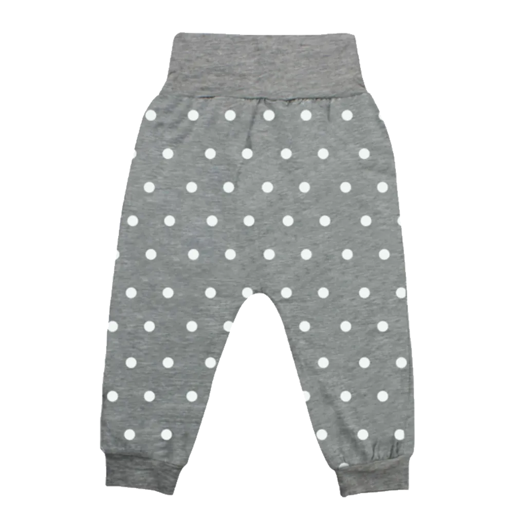 Long Pant foldable waist Grey Polka Dot