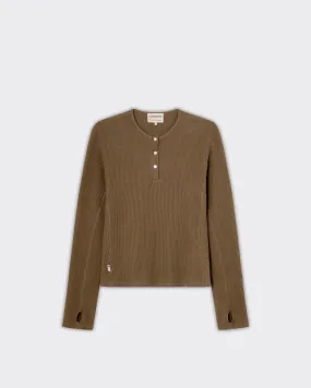 Longsleeve Lis Henley Stone Brown