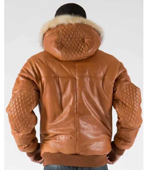 Men's Brown Basic Fur Collar Leather jacket