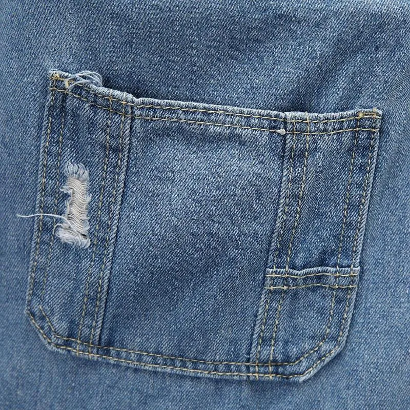 Men's Casual Denim Ripped Jumpsuit 50701605Y