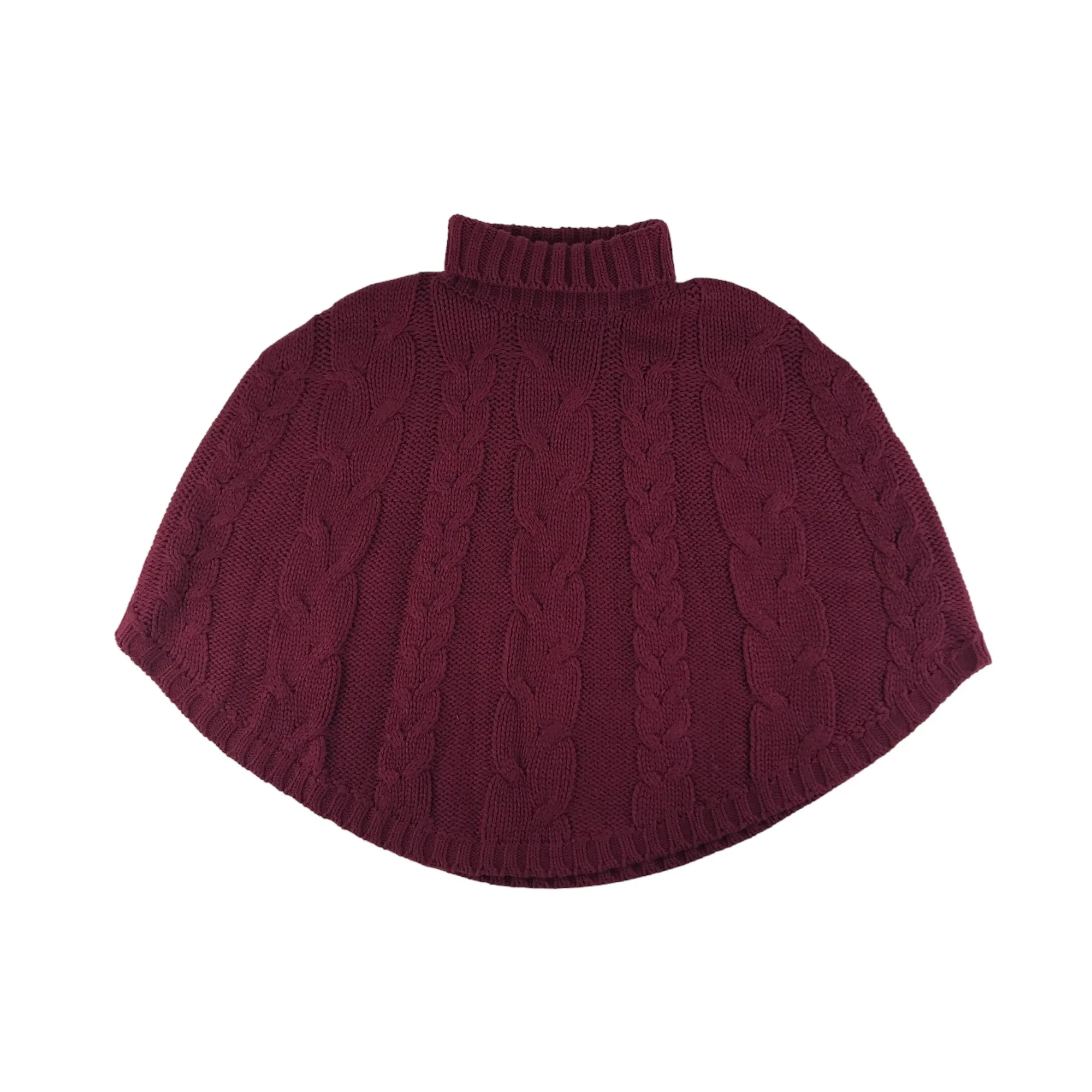 Nutmeg Poncho 12-14 years Dark Fuchsia Pink High Collar