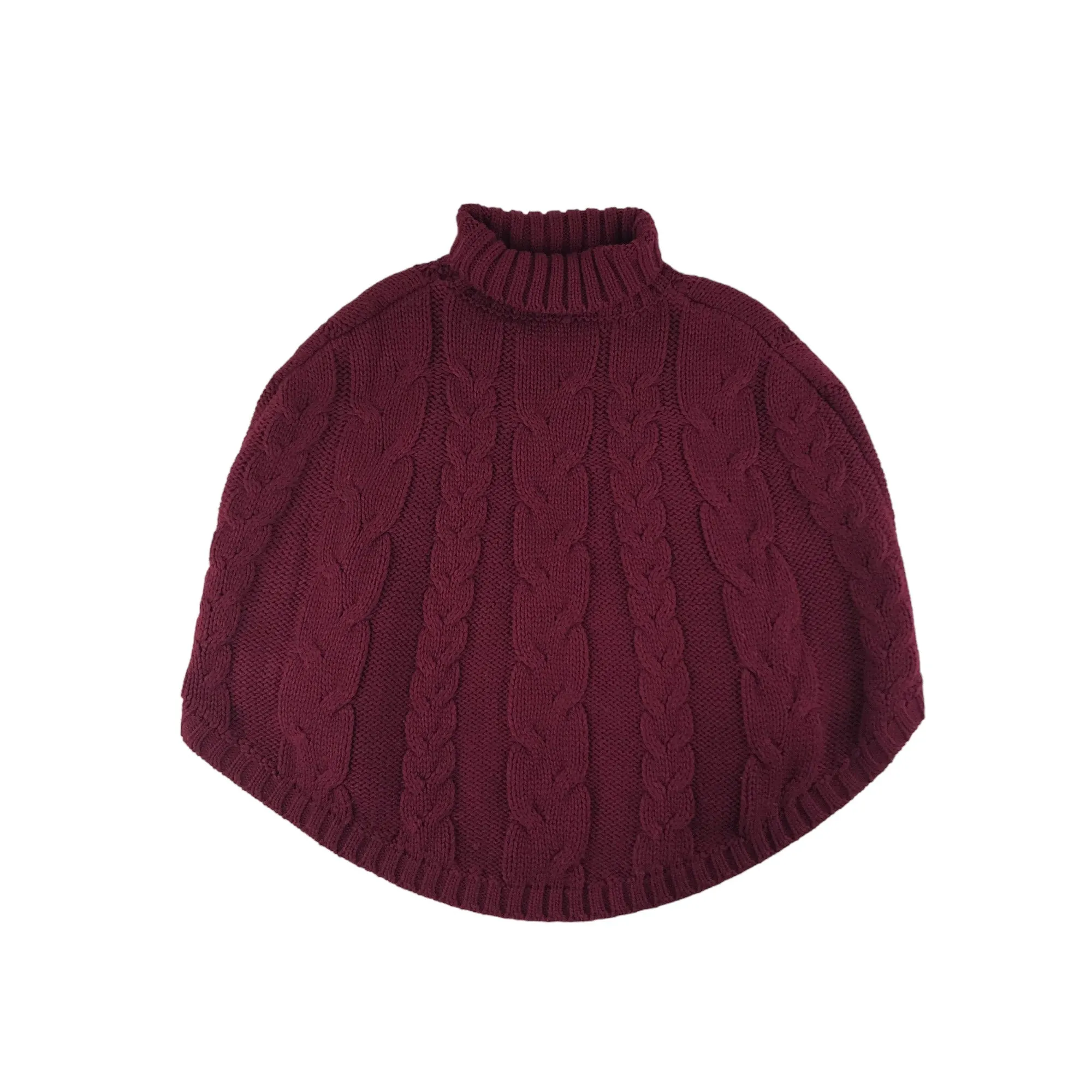 Nutmeg Poncho 12-14 years Dark Fuchsia Pink High Collar