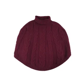 Nutmeg Poncho 12-14 years Dark Fuchsia Pink High Collar