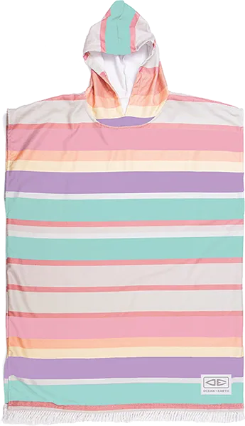 Ocean and Earth Youth Sunkissed Hooded Poncho Multi Stripe