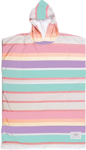 Ocean and Earth Youth Sunkissed Hooded Poncho Multi Stripe