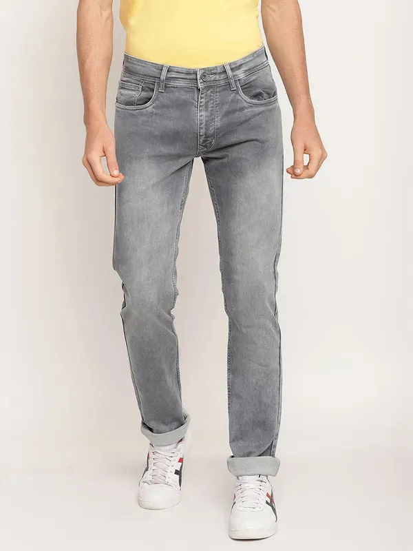 Octave Men Grey Heavy Fade Regular Fit Jeans