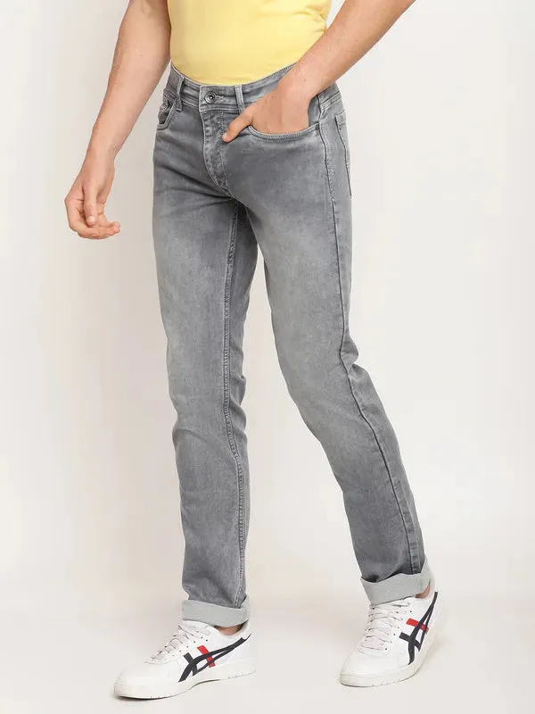 Octave Men Grey Heavy Fade Regular Fit Jeans