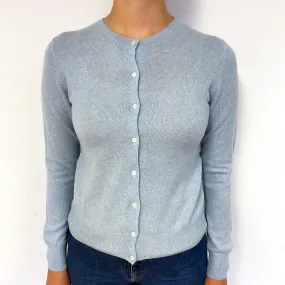 Opal Blue Cashmere Crew Neck Cardigan Small
