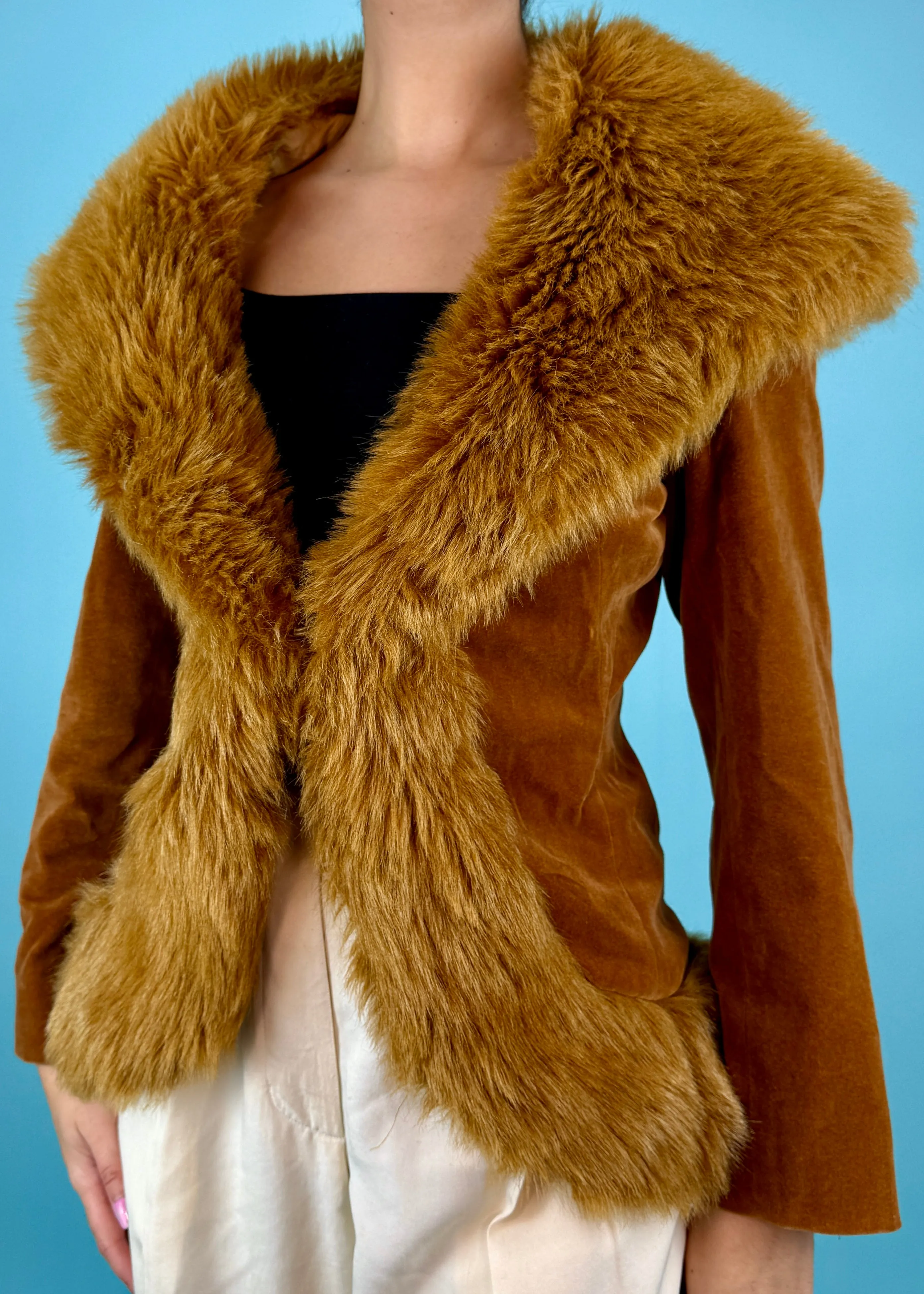 Paul Smith 1990s Beige Faux Fur Cat Print Lining Jacket