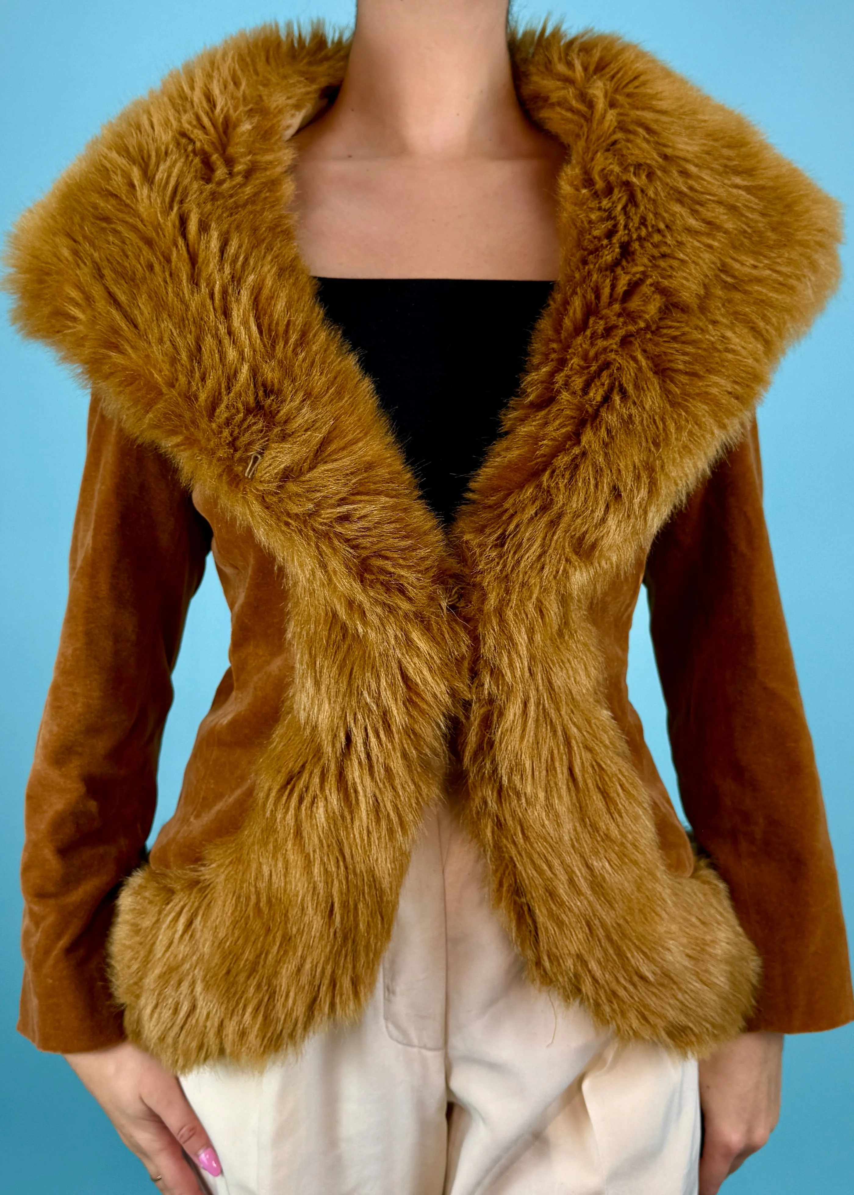 Paul Smith 1990s Beige Faux Fur Cat Print Lining Jacket