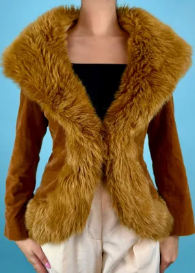 Paul Smith 1990s Beige Faux Fur Cat Print Lining Jacket