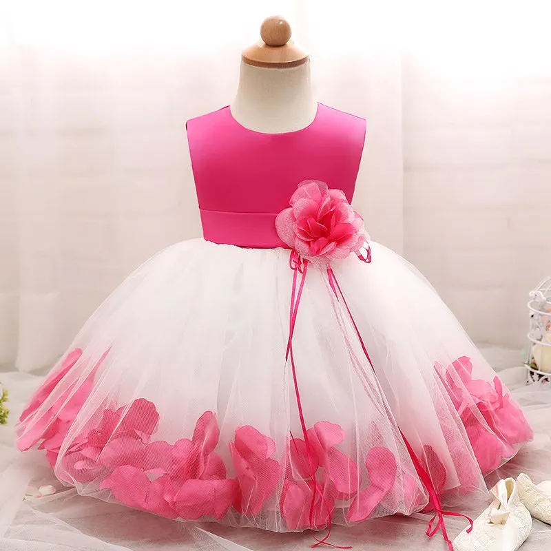Petal Hem Floral Dress, Pink, Size 6M-24M