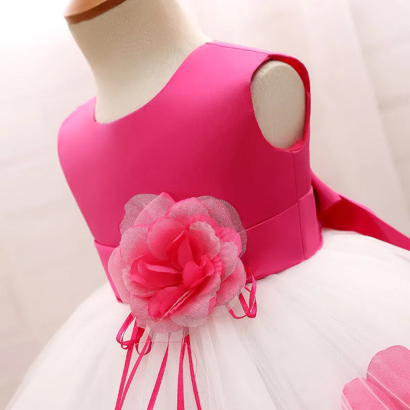 Petal Hem Floral Dress, Pink, Size 6M-24M