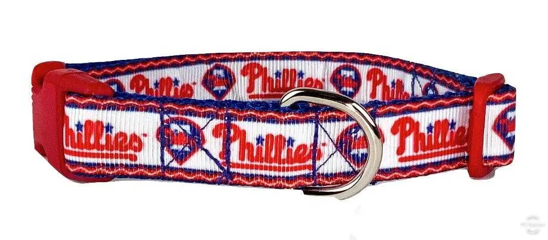 Phillies dog collar adjustable buckle collar 5/8"wide or leash Petcollarshandmade