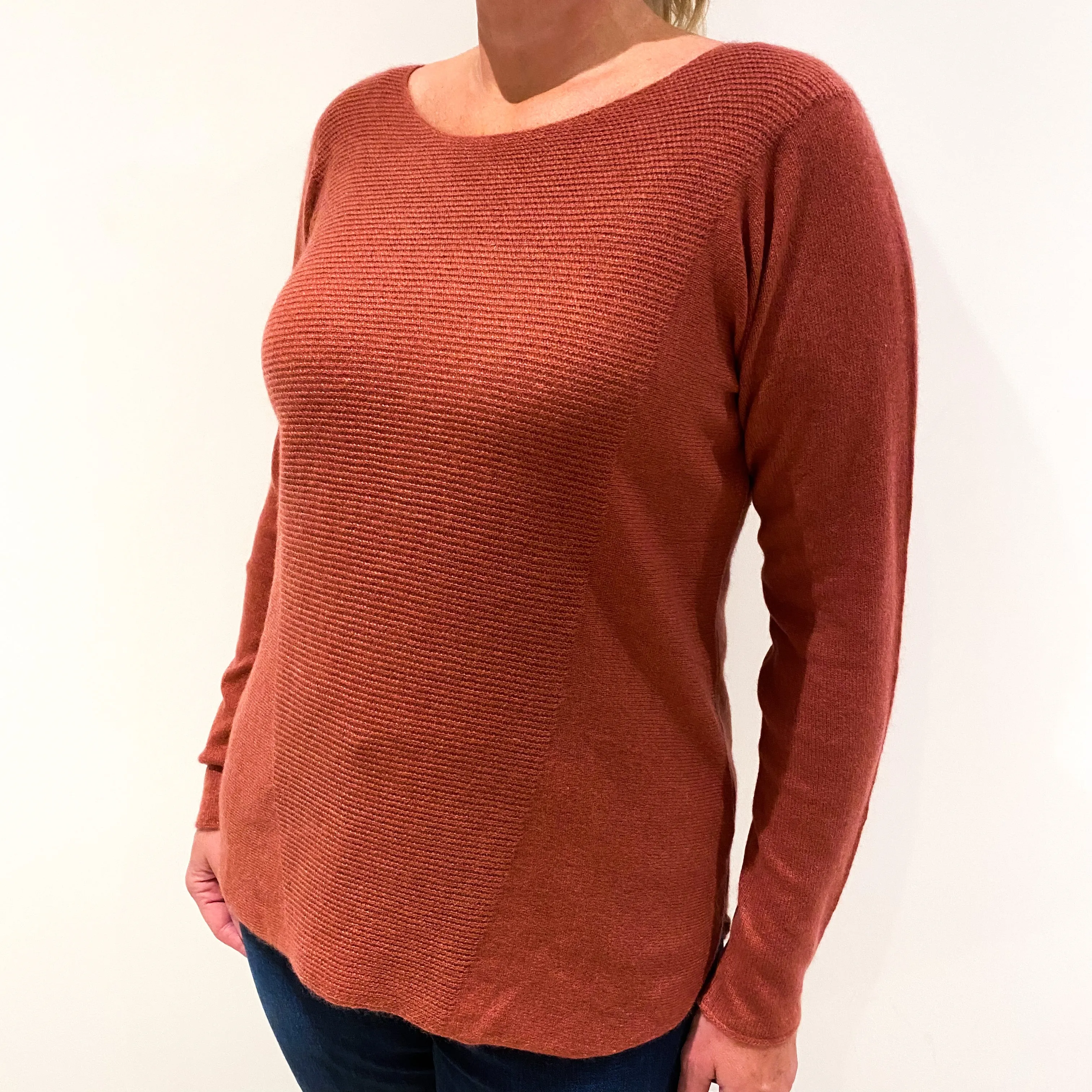 Pink Peppercorn Batwing Cashmere Crew Neck Jumper Large